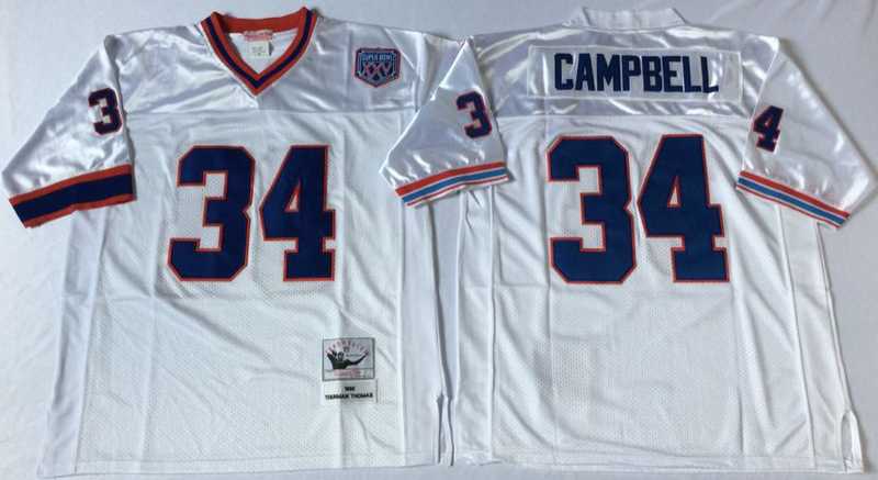 Bills 34 Thurman Thomas White M&N Throwback Jersey->nfl m&n throwback->NFL Jersey